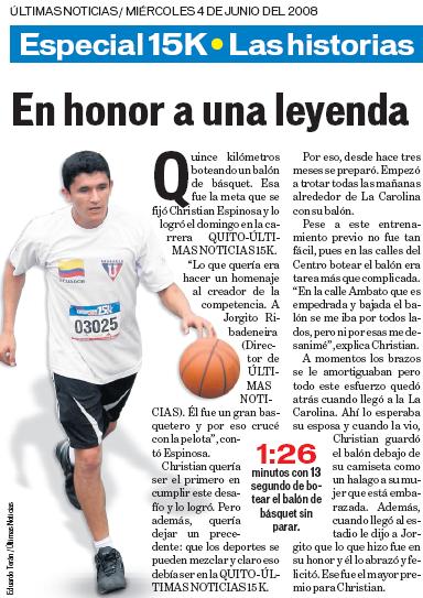 Quito, Ultimas Noticias 15 K, carrera